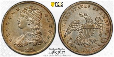 1831 25C Large Letters AU58