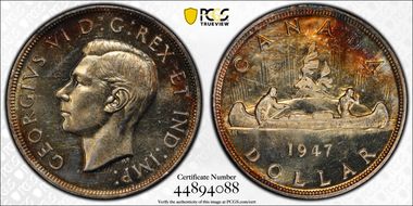 1947 S$1 Pointed 7 Quadrupled HP MS64