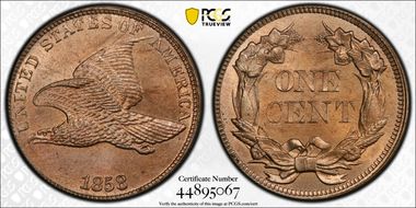 1858 1C Large Letters MS65