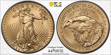 2021-W $50 Burnished Gold Eagle - Type 2 SP70
