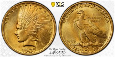 1907 $10 Indian MS66