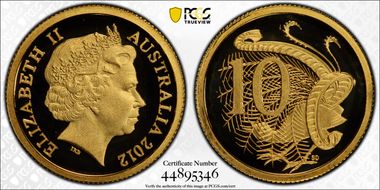2012 10C lyre bird 0.5g Gold PR69DCAM
