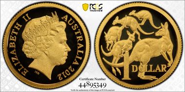 2012 $1 Kangaroo Au 0.5g Gold PR70DCAM