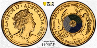 2020-C $2 75th Ann End of WWII Colorized MS67