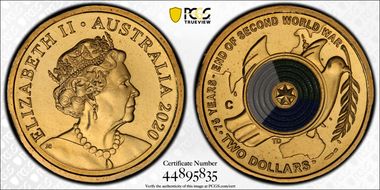 2020-C $2 75th Ann End of WWII Colorized MS69
