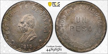1915 Peso GB-345 Oax-92 KM-740.1 Without TM MS65