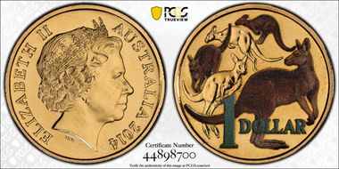 2014 $1 Mob of Roos AlBr Colorized MS68