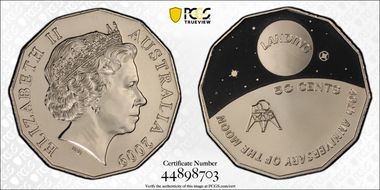 2009 50C Moon Landing Colorized MS68