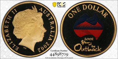 2002 $1 Year of the Outback Colorized PR69DCAM