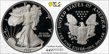 1987-S $1 Silver Eagle PR69DCAM