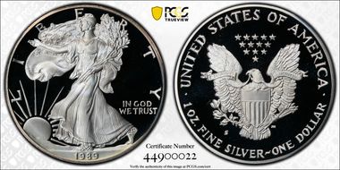 1989-S $1 Silver Eagle PR69DCAM