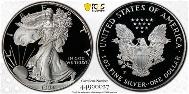 1994-P $1 Silver Eagle PR69DCAM