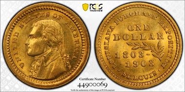 1903 G$1 LA Purchase, Jefferson MS62