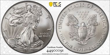 2018 $1 Silver Eagle MS68