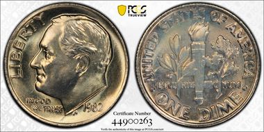 1982 10C No Mintmark - Strong MS67