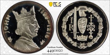 (1971) Medal John 1199-1216 Ag PR66DCAM