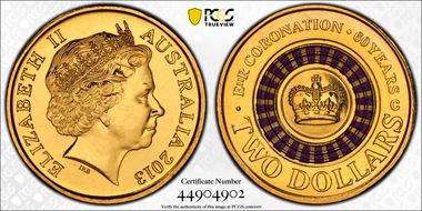 2013-C $2 Coronation Colorized MS67