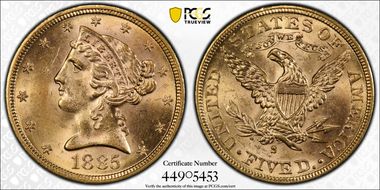1885-S $5 MS64
