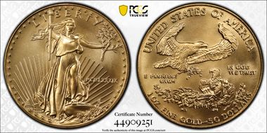 1989 $50 Gold Eagle MS70