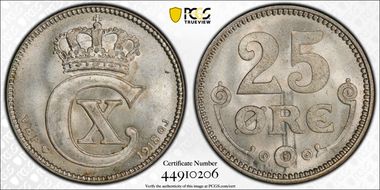1918 VBP GJ 25 Øre MS66