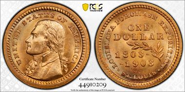 1903 G$1 LA Purchase, Jefferson MS66