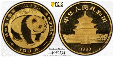 1983 100 Yn Panda Gold PAN-6A MS69
