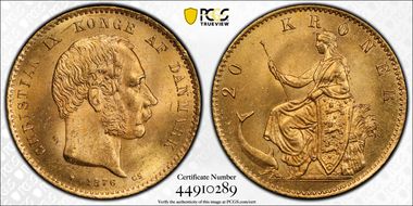 1876-CS 20 Kr KM-791.1  Au MS65+