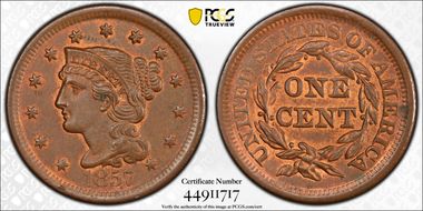 1857 1C Large Date MS63BN
