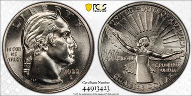 2022-S 25C Maya Angelou First Strike MS66