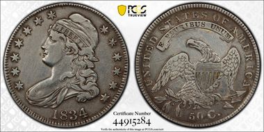 1834 50C Large Date, Small Letters N1