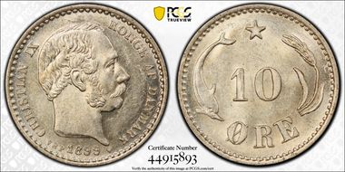 1899-VBP 10 Øre MS62