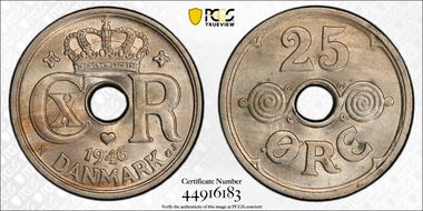 1946 N GJ 25 Øre MS65
