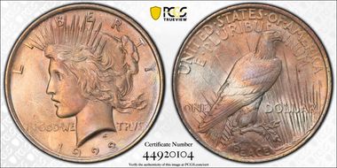 1923 $1 VAM 1G, Tiara Die Gouge MS64