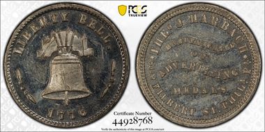 (1876) Token Pa-Ph 937 White Metal Harbach's Original Walnut Candy MS62