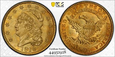 1818 $5 STATESOF MS63