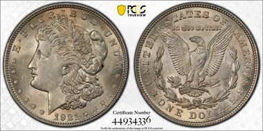 1921 $1 Morgan AU58