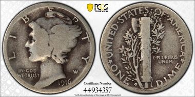 1916-S 10C Mercury G4