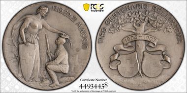 1903 Medal Ticino R-1428b Matte Ag SP64