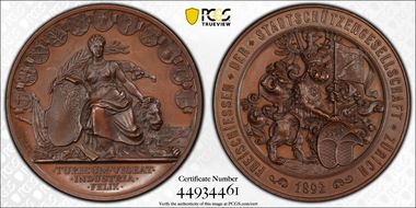 1892 Medal Zurich R-1752b Bronzed AE SP64
