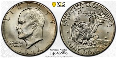 1974-S $1 Silver MS68