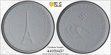 1940 Medal  Scheuch-1871n Munchen White Porcelain MS65