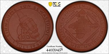 1942 Medal  Scheuch-1882a Munchen Brown Porcelain MS65