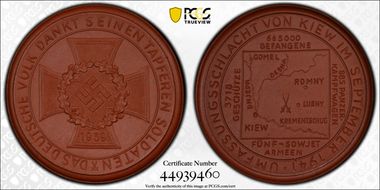 1941 Medal  Scheuch-1875a Munchen Brown Porcelain MS65