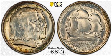 1936 50C Long Island MS66+