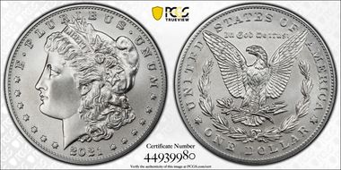 2021 $1 Morgan Dollar 100th Anniversary MS70