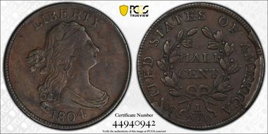 1804 1/2C C-6, Spiked Chin XF45BN