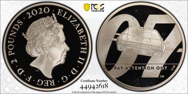 2020 £2 Pay Attention 007 Ag PR69DCAM