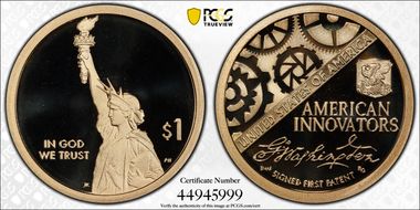 2018-S $1 American Innovation Series  Washington-Signed 1st Patent PR69DCAM