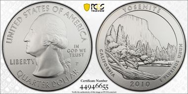 2010-P 25C Yosemite NP  5 oz Silver SP69