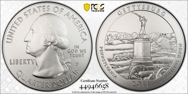 2011-P 25C Gettysburg NP  5 oz Silver SP69